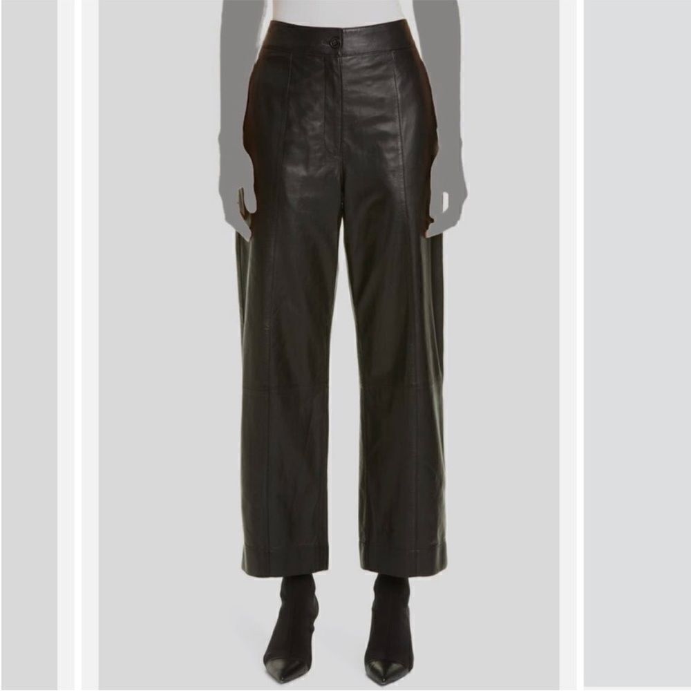 Jason Wu Straight-Leg Lamb‎ Leather Black Pants Size 4